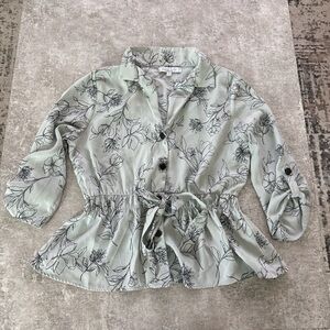 Sweet Rain Sage Floral Blouse